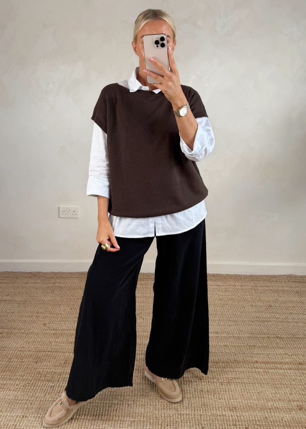 Mandy 2in1 shirt knit - chocolate-The Style Attic