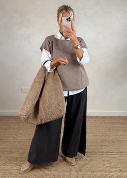 Mandy 2in1 shirt knit - taupe-The Style Attic