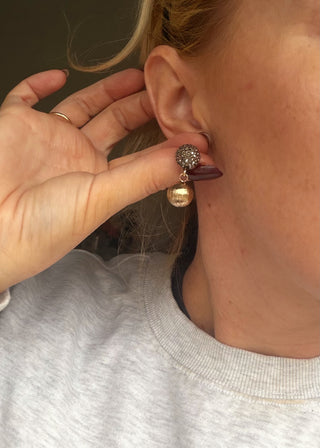 Maracasite drop earring - Antique gold-The Style Attic