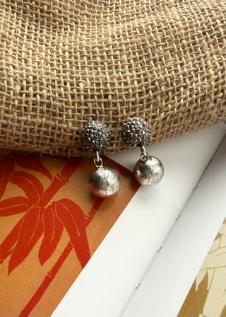 Maracasite drop earring - Antique silver-The Style Attic