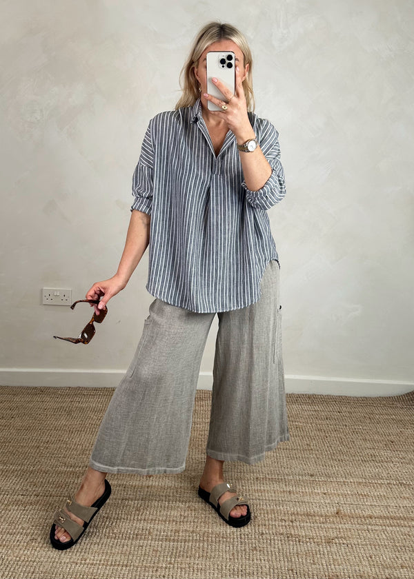 Marcus striped shirt - grey-The Style Attic