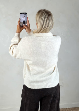 Maria collared knit - Cream-The Style Attic