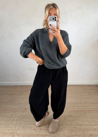 Maria collared knit - Dark grey-The Style Attic