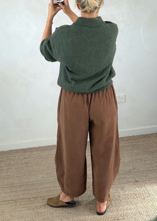 Maria collared knit - Khaki-The Style Attic