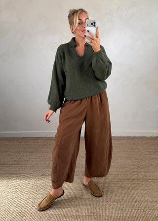 Maria collared knit - Khaki-The Style Attic