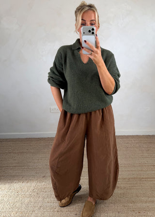 Maria collared knit - Khaki-The Style Attic