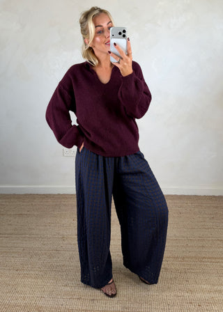 Maria collared knit - Merlot-The Style Attic