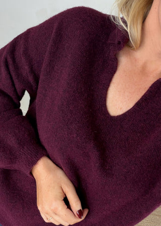 Maria collared knit - Merlot-The Style Attic