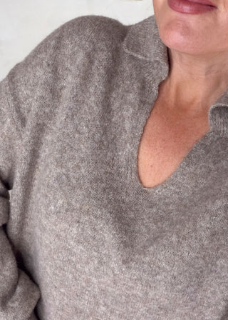 Maria collared knit - Mocha-The Style Attic