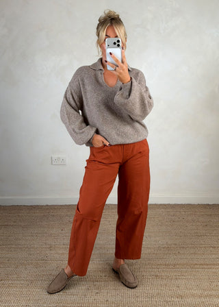 Maria collared knit - Mocha-The Style Attic