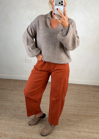 Maria collared knit - Mocha-The Style Attic