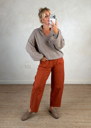 Maria collared knit - Mocha-The Style Attic