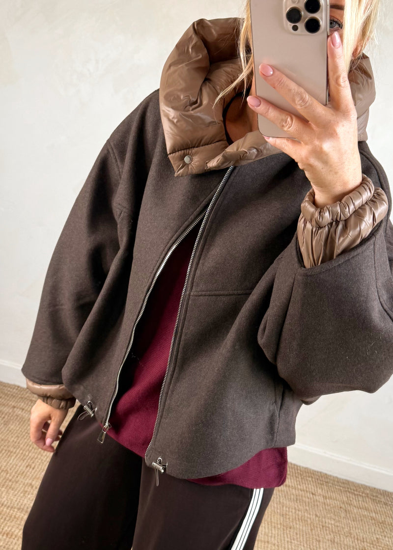 Marlon bomber jacket - chocolate-The Style Attic