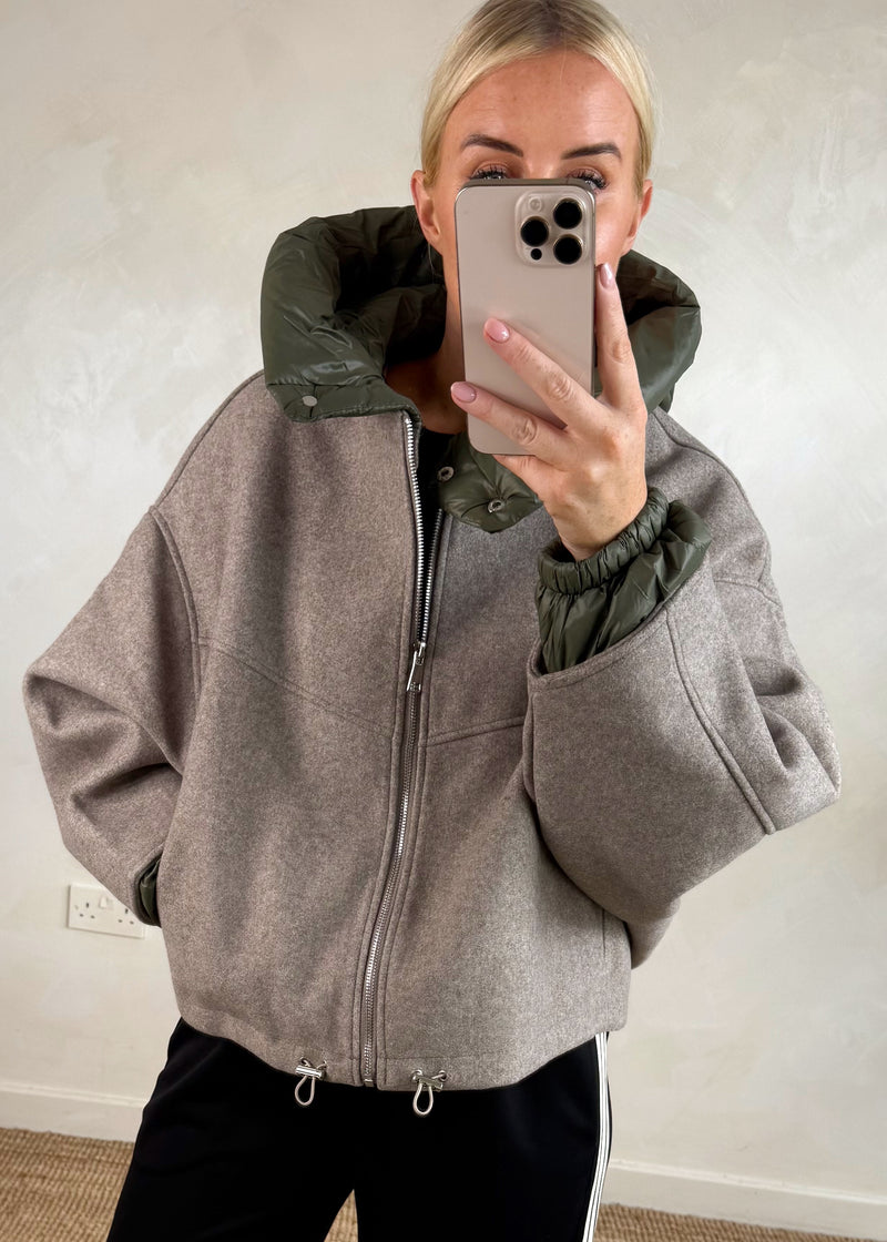 Marlon bomber jacket - taupe-The Style Attic