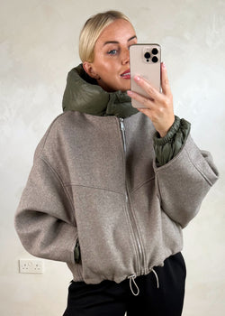 Marlon bomber jacket - taupe-The Style Attic