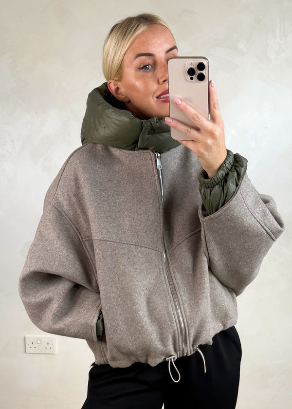 Marlon bomber jacket - taupe-The Style Attic
