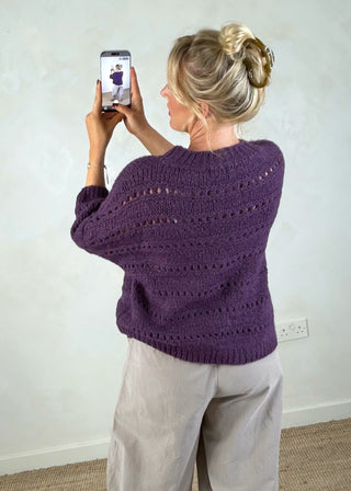 Martha open knit - Aubergine-The Style Attic