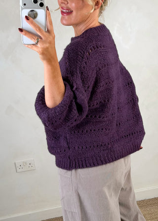 Martha open knit - Aubergine-The Style Attic