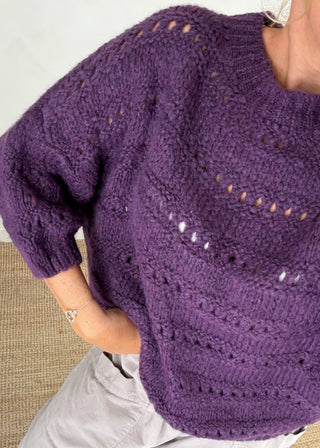 Martha open knit - Aubergine-The Style Attic