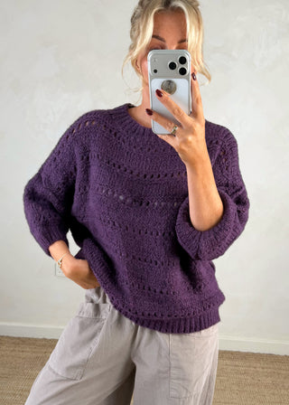 Martha open knit - Aubergine-The Style Attic