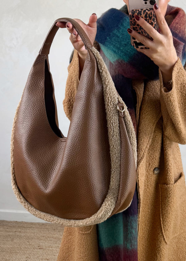 Martina teddy bag - tan-The Style Attic