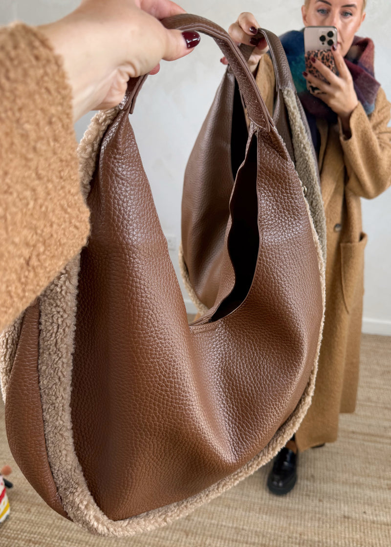 Martina teddy bag - tan-The Style Attic