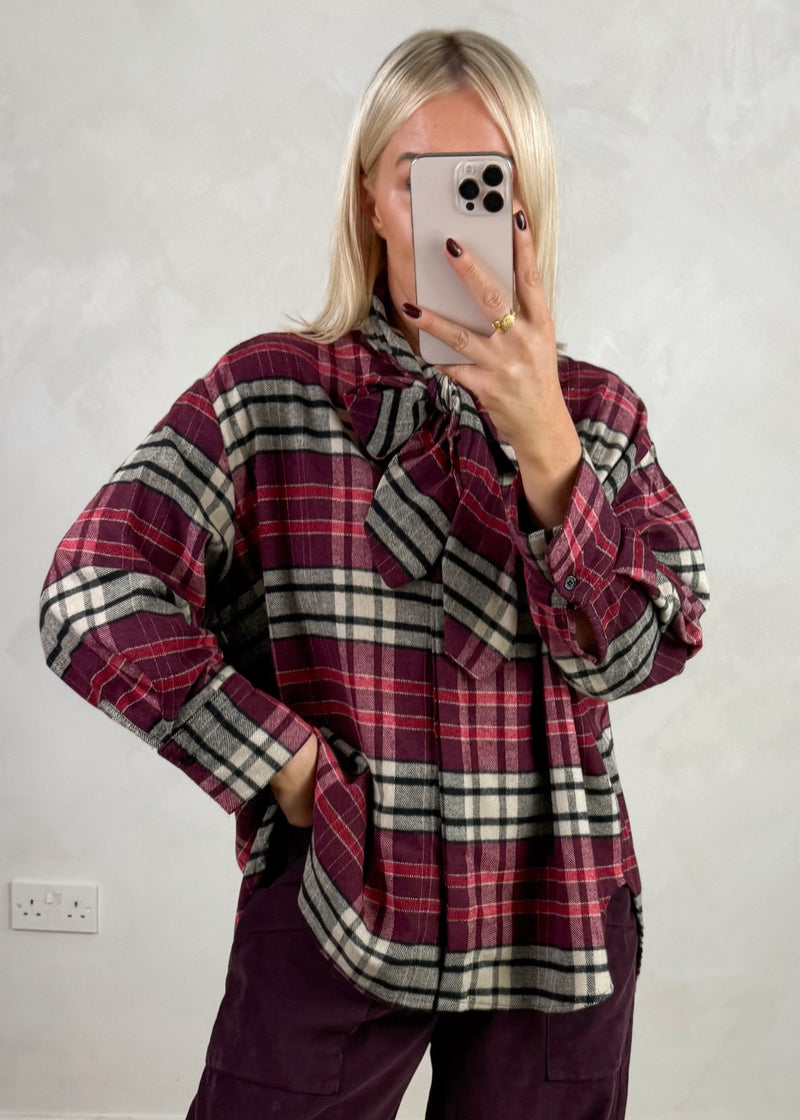 Max checked pussy bow shirt-The Style Attic