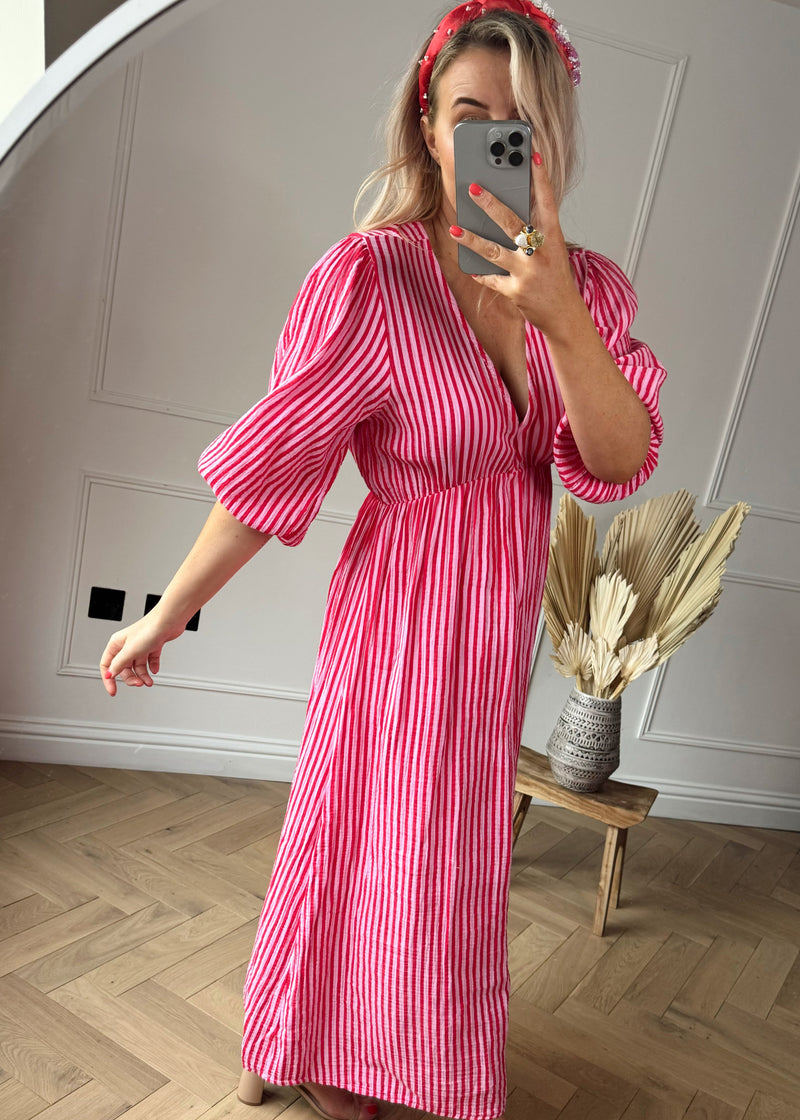 Medley striped maxi - pink/red-The Style Attic