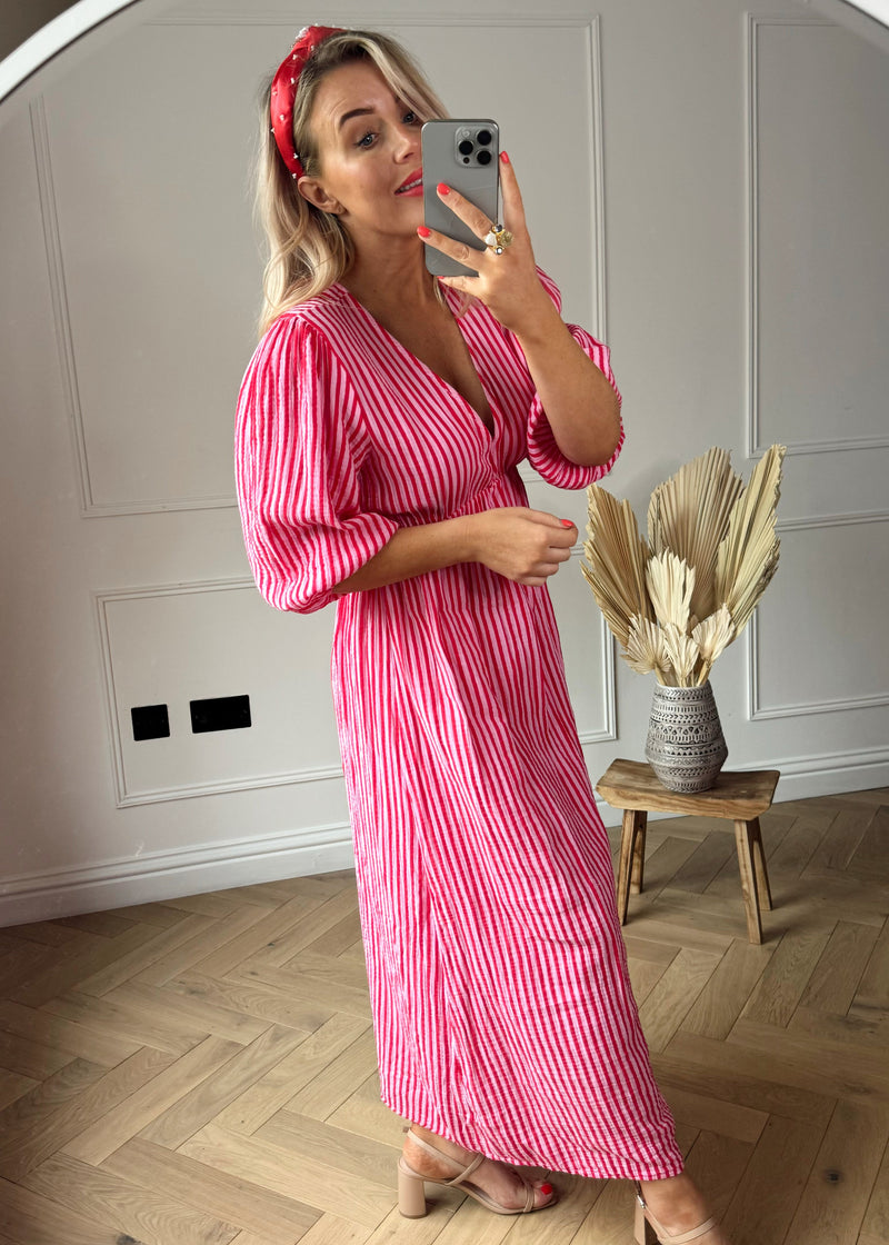 Medley striped maxi - pink/red-The Style Attic