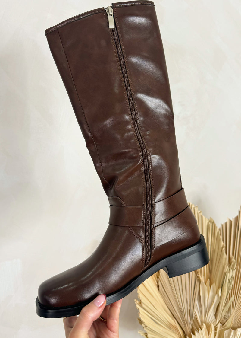 Meg biker boot - Brown-The Style Attic