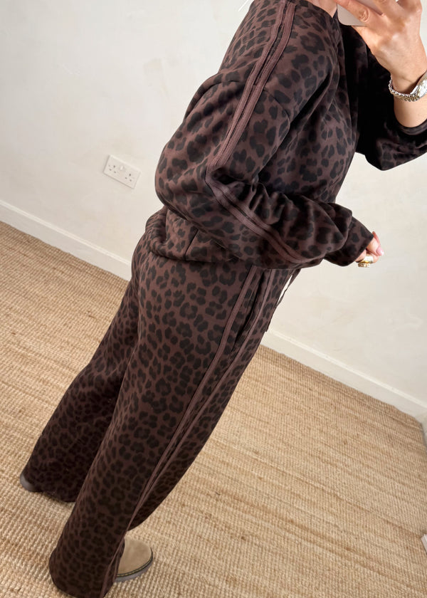 Melanie leopard tracksuit - chocolate-The Style Attic