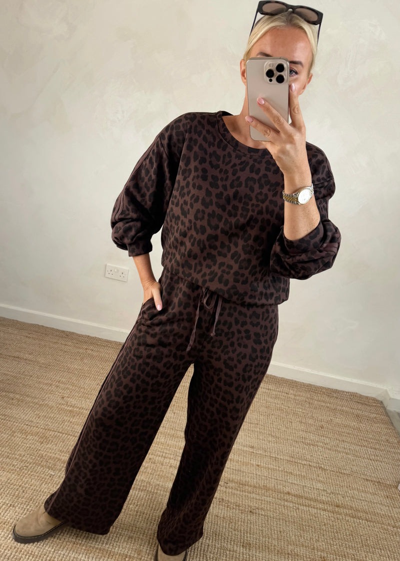 Melanie leopard tracksuit - chocolate-The Style Attic