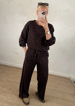 Melanie leopard tracksuit - chocolate-The Style Attic