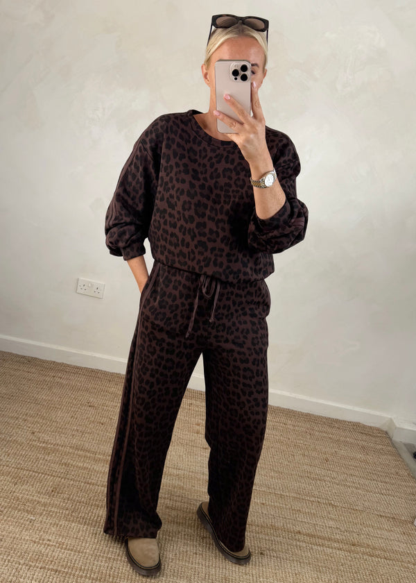 Melanie leopard tracksuit - chocolate-The Style Attic
