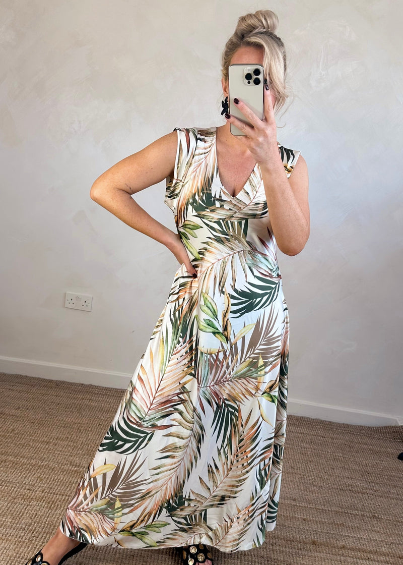 Melena maxi dress - beige-The Style Attic