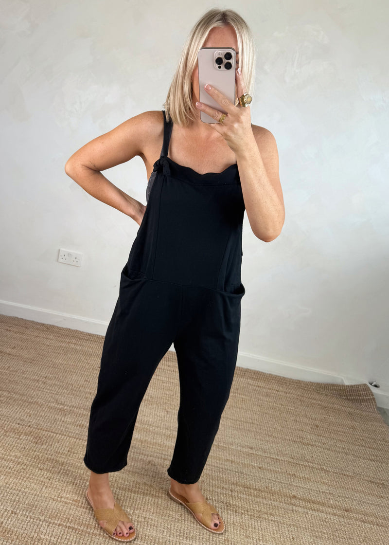 Meryl cropped dungaree - black-The Style Attic