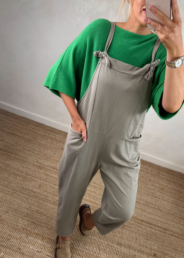 Meryl cropped dungaree - mocha-The Style Attic