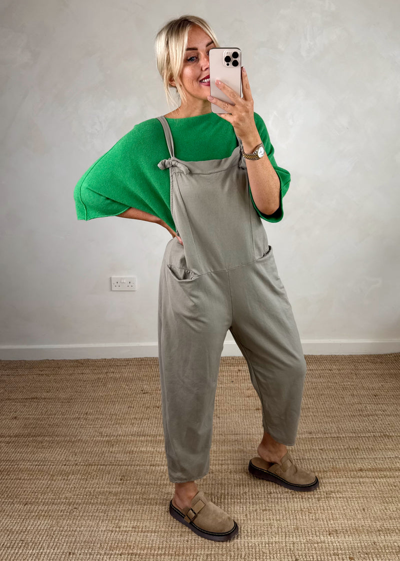 Meryl cropped dungaree - mocha-The Style Attic