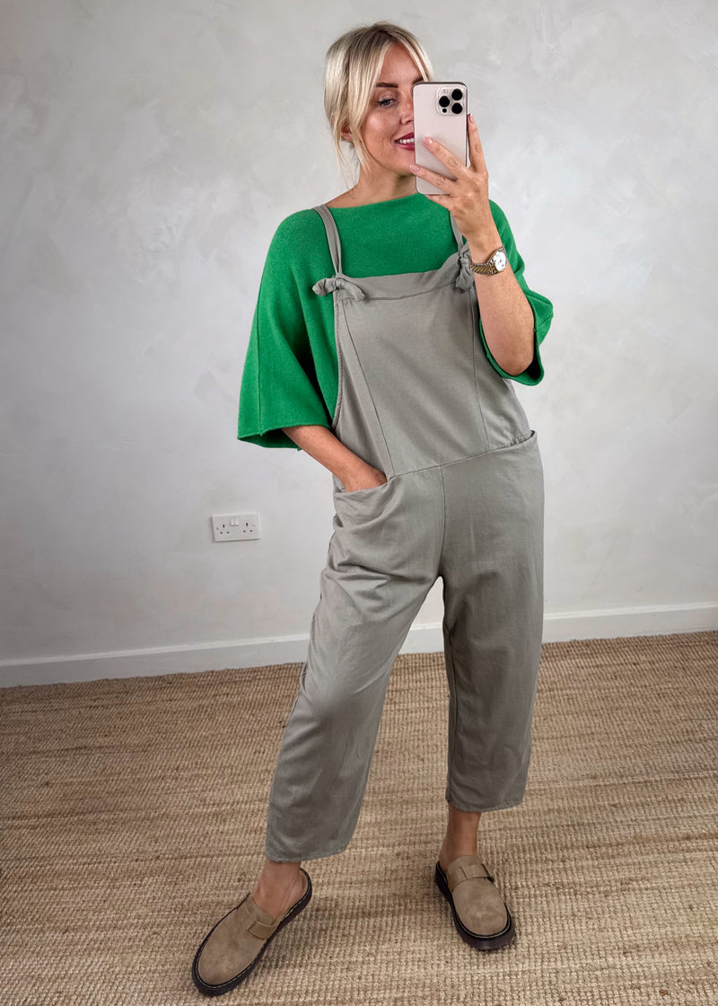 Meryl cropped dungaree - mocha-The Style Attic