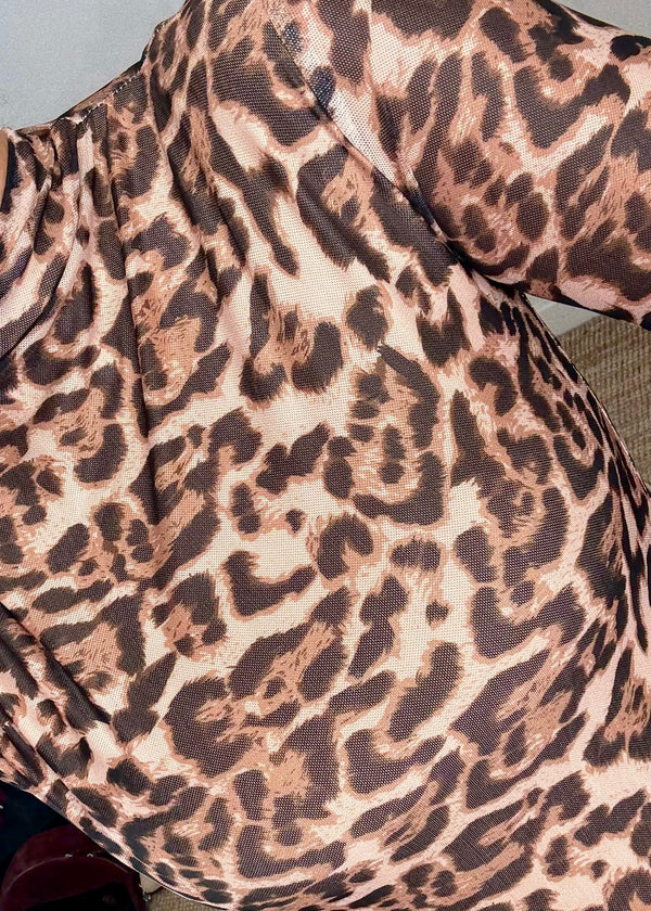 Mesh animal l/s top - natural-The Style Attic