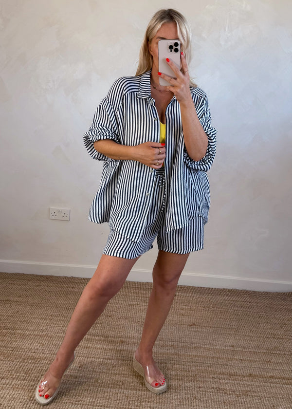Miami co-ord short set - navy/white-The Style Attic