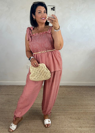Micro gingham co-ord - Paprika-The Style Attic
