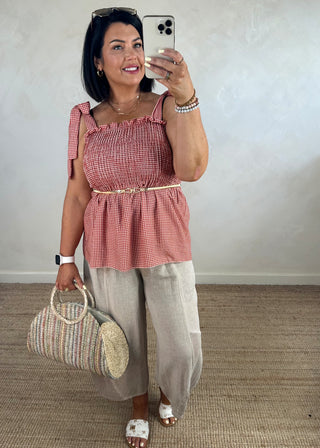 Micro gingham co-ord - Paprika-The Style Attic