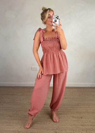 Micro gingham co-ord - Paprika-The Style Attic