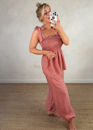 Micro gingham co-ord - Paprika-The Style Attic