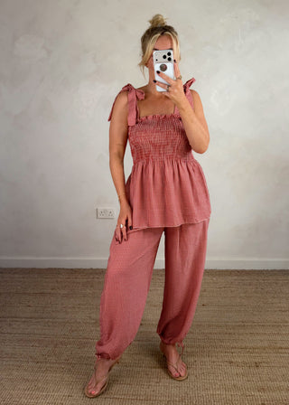 Micro gingham co-ord - Paprika-The Style Attic