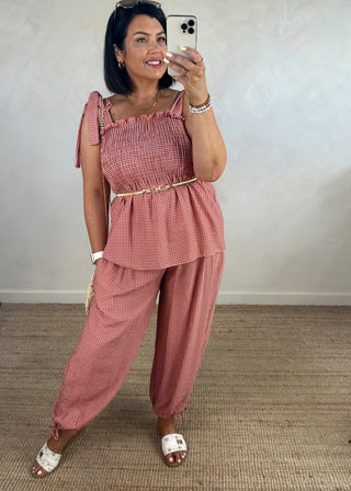 Micro gingham co-ord - Paprika-The Style Attic