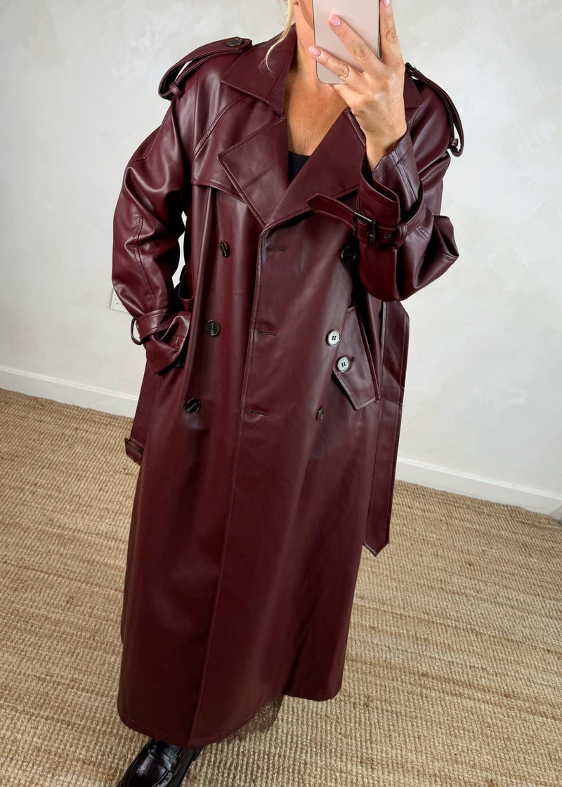 Midnight trench coat - Merlot-The Style Attic