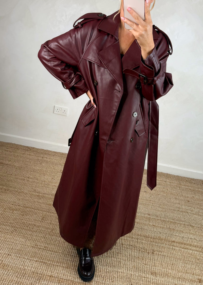 Midnight trench coat - Merlot-The Style Attic