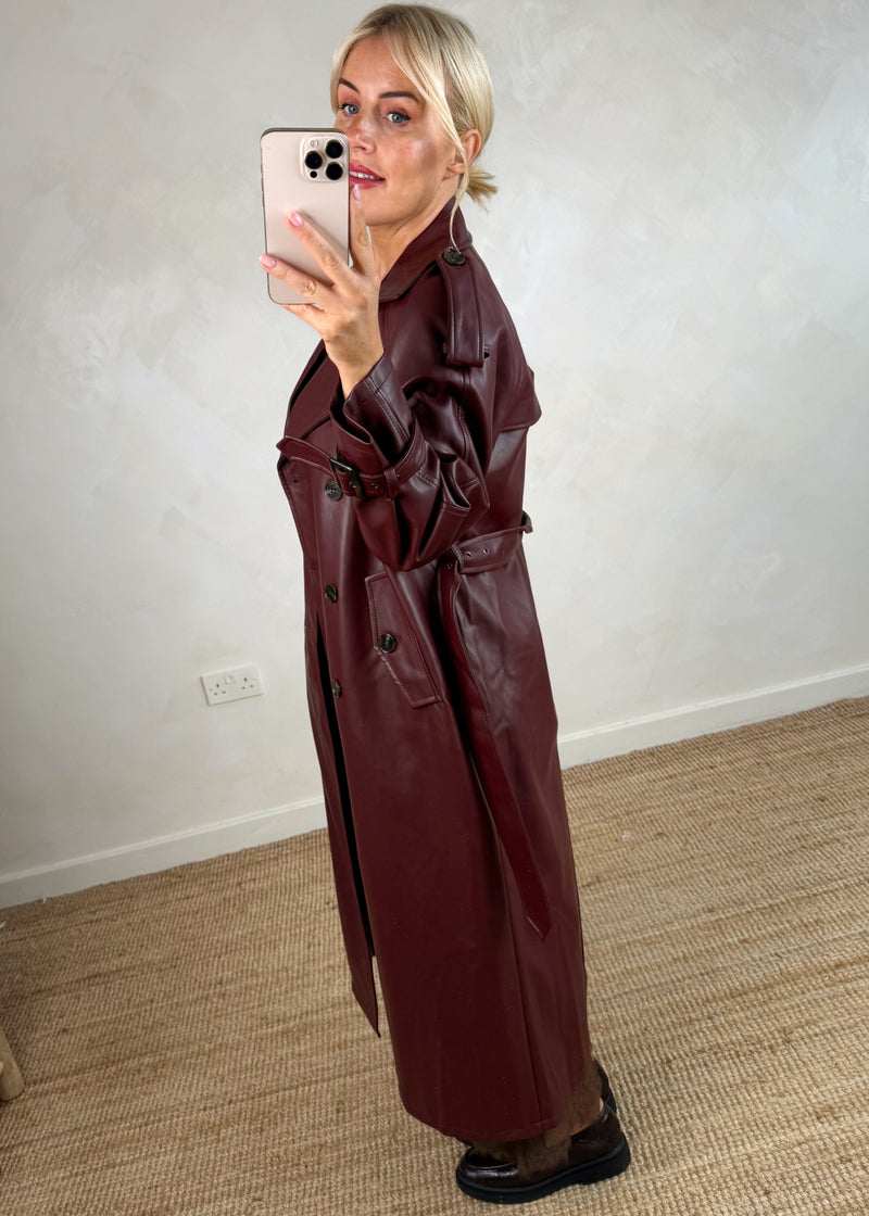 Midnight trench coat - Merlot-The Style Attic